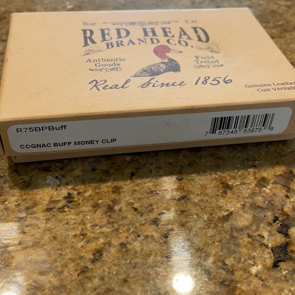 Money Clip Leather Brown Red Head Brand Bass Pro - Picture 6 of 7